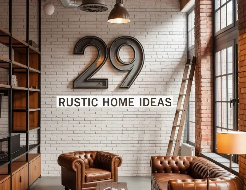 Rustic Industrial Loft with Reclaimed Wood Beams & Metallic Number Decor