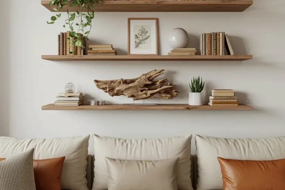The #1 mistake people make styling floating shelves in a minimalist living room