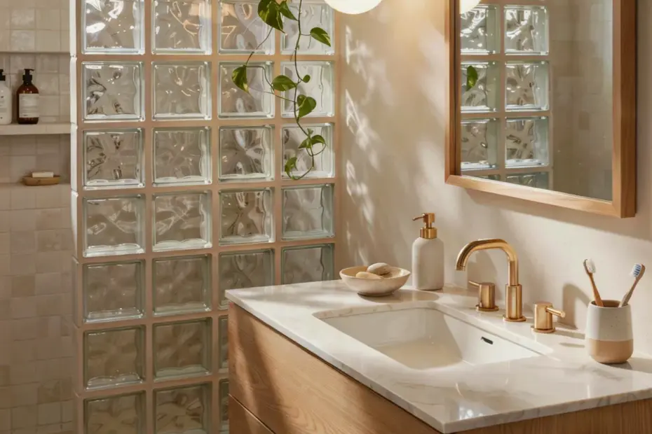 Brown Tile Bathroom Ideas with Natural Wood Accents | Cozy Vibe