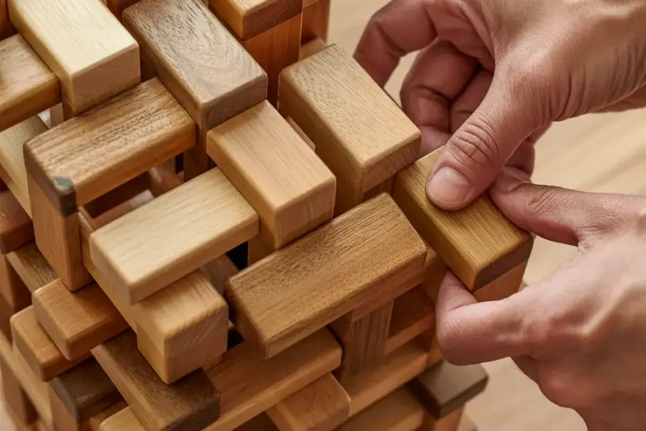 Wooden Block Art | Hands Weaving a Geometric Pattern in Warm Light